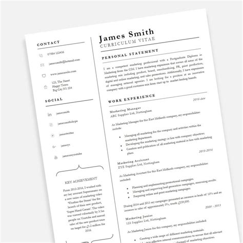 Free Achiever Pofessional CV Resume Template in Microsoft Word (DOCX) - CreativeBooster