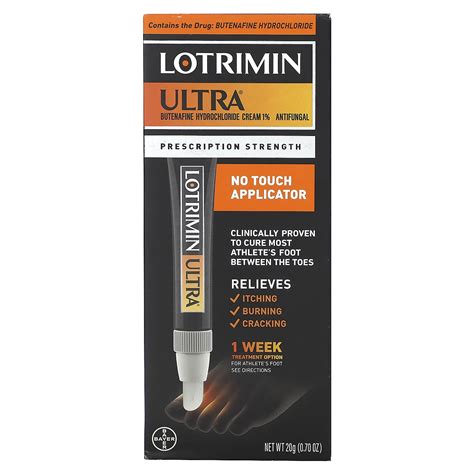 Lotrimin, Ultra Athlete's Foot Cream with No Touch Applicator, 0.7 oz (20 g)