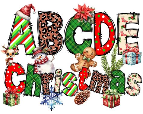 Christmas Font, Christmas Alphabet Png, Christmas PNG Xmas Doodle ...