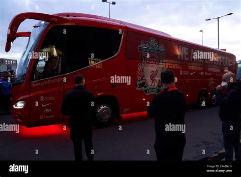 The Liverpool team coach arrives for the UEFA Champions League Group A ...