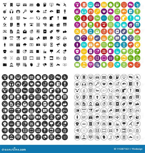 100 Information Technology Icons Set Vector Variant Stock Vector - Illustration of disk, chain ...