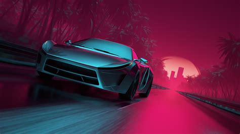 Neon Synthwave Sport Car, HD Artist, 4k Wallpapers, Images, Backgrounds, Photos and Pictures