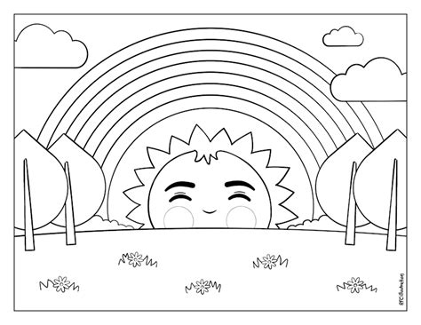 [Free Coloring Pages] Sun and Rainbow - Ko-fi ️ Where creators get ...