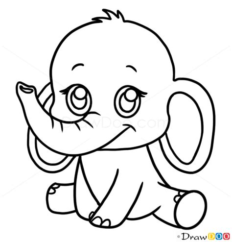 How to Draw Baby Elephant, Cute Anime Animals