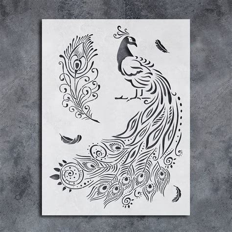 Buy GSS Designs Large Peacock Stencil - 16x21 Inch Reusable Wall Stencils for Painting Large ...