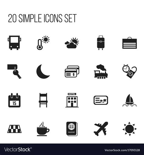 Set of 20 editable journey icons includes symbols Vector Image