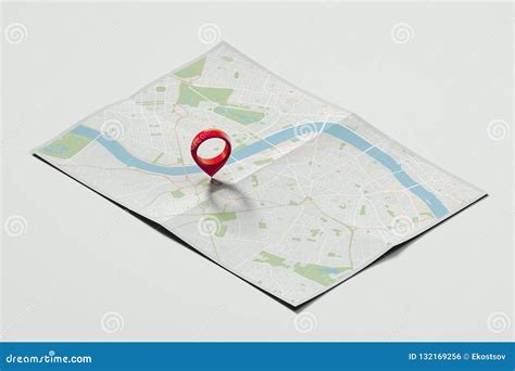 Red Geotag or Map Pin on Realistic Map. 3d Rendering. Stock ...