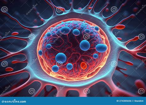 Human Cell, Embryonic Under Microscope. Beautiful Colorful 3d Picture Stock Illustration ...