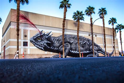 ROA creates a giant horned lizard in Las Vegas for JustKids & Life Is ...