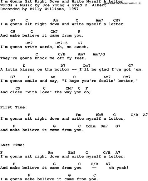 Song lyrics with guitar chords for I'm Gonna Sit Right Down And Write Myself A Letter - Billy ...