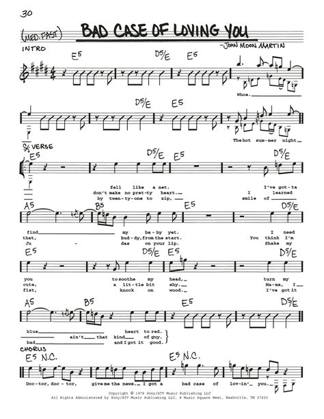 Bad Case Of Loving You by Robert Palmer Sheet Music for Real Book – Melody, Lyrics & Chords at ...