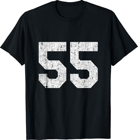 Jersey Uniform Number #55 Athletic Style Sports Graphic T-Shirt : Amazon.co.uk: Fashion