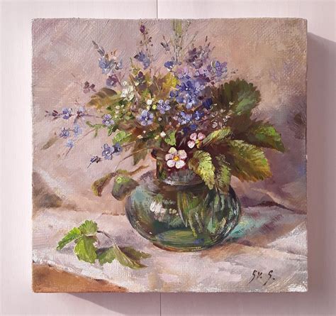 Wildflowers Oil Painting Original Canvas Art Wildflowers Fine - Etsy