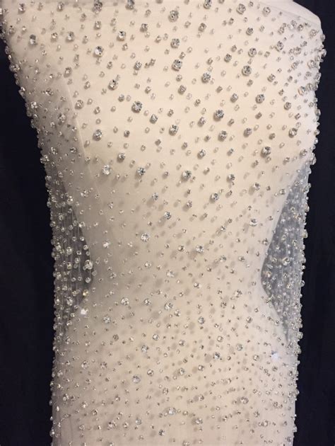 Rhinestone Beaded Tulle Fabric, Rhinestone Fabric, Beaded Fabric ...