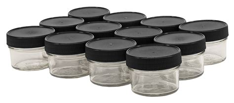 NMS 4 Ounce Glass Regular Mouth Mason Canning Jars - Case of 12 - With Black Plastic Lids ...