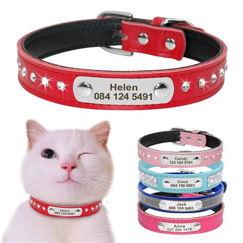 Leather Personalized Cat Collar / Adjustable