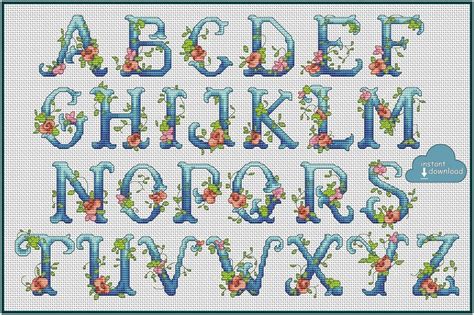 Floral ABC Cross Stitch Pattern PDF + XSD Download