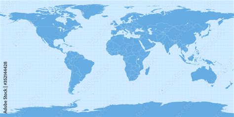 World map in equirectangular projection (equidistant cylindrical projection, geographic ...