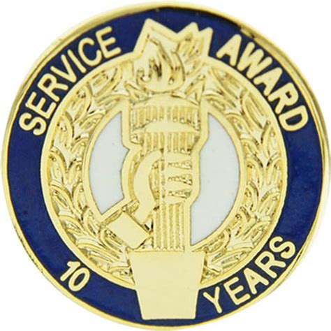 10 Years Service Award Enameled Round Pin - Trophy Depot