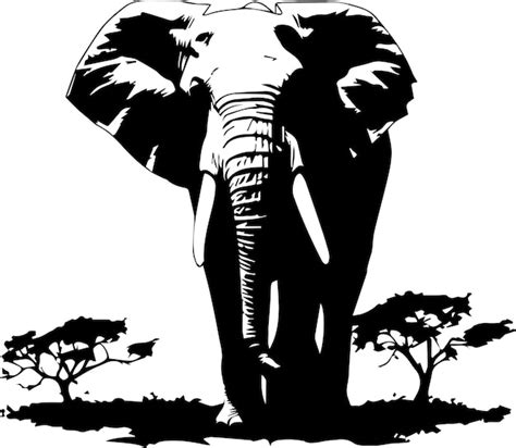 Premium Vector | A black and white of a elephant Vector