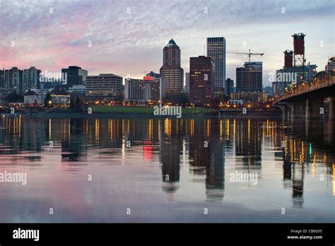 Portland Oregon Downtown Waterfront Skyline and Historic Hawthorne ...