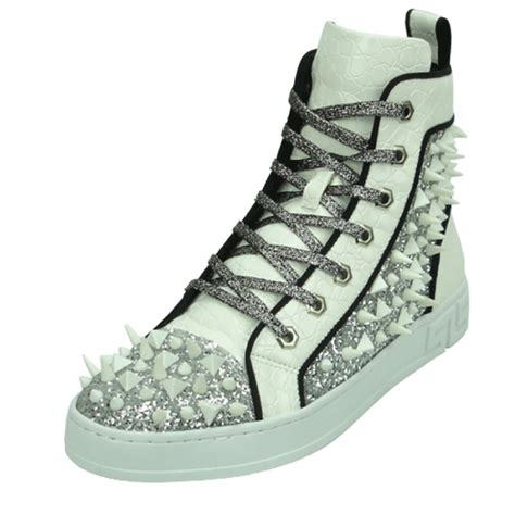 White Spikes High Top Sneakers | Ultimate Menswear