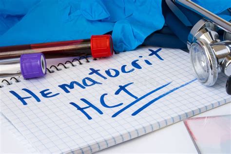 Hematocrit HCT Count Procedure Blood Test. Laboratory Test Tubes with ...