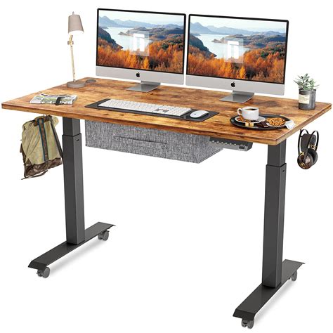 FEZIBO Standing Desk with Drawer, Adjustable Height Electric Stand up ...