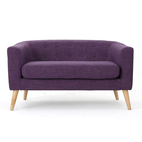 Brony Fabric Mid Century Modern Loveseat, Muted Purple - Walmart.com