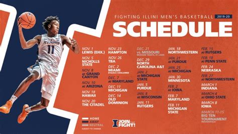 Printable Illinois Basketball Schedule