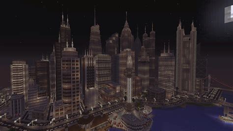 My Minecraft city skyline at night. (Any suggestions for improvement is ...