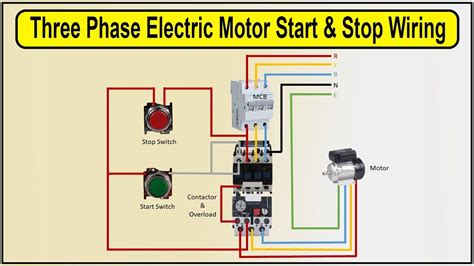 How to Make Three Phase Electric Motor Start & Stop Wiring Diagram | 3 ...