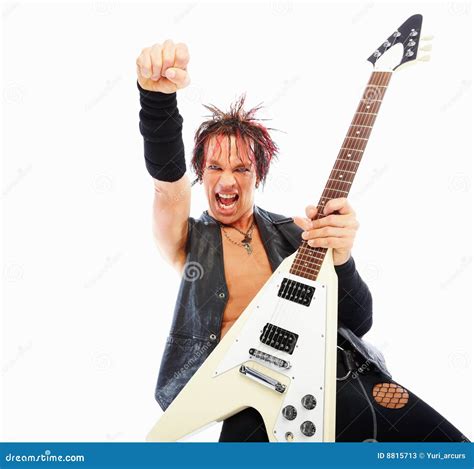 Stock Photos: Aggressive young rockstar with an electric guitar. Image ...