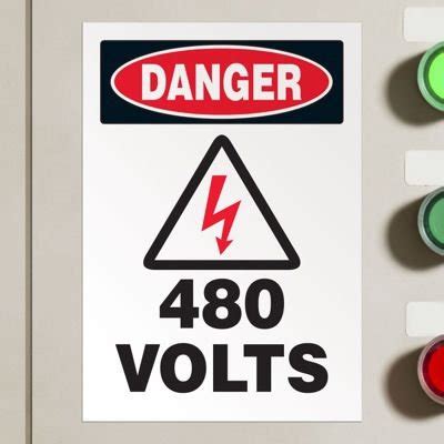 Voltage Warning Labels - Danger 480 Volts | Emedco