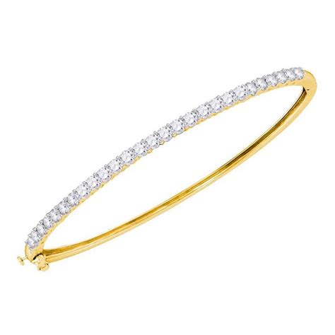 14K Yellow Gold Women Round Diamond Single Row Bangle Bracelet – Jawa Jewelers