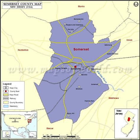 Somerset County Map, New Jersey | County map, Somerset county, Somerset