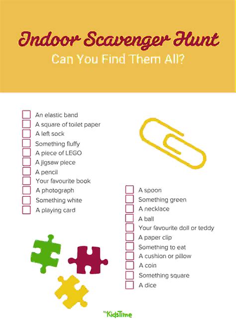 Printable Indoor Scavenger Hunt