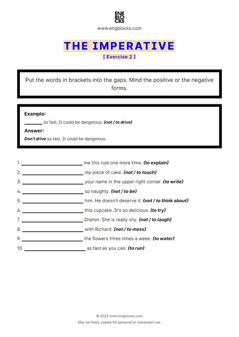 The Imperative — Exercise 2 | ESL Worksheets