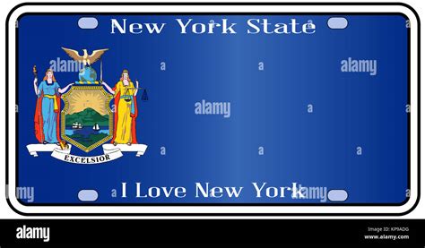 New York State License Plate With Flag Stock Photo - Alamy