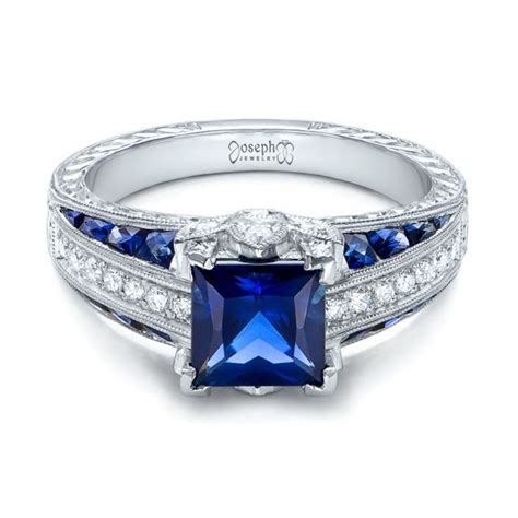 Custom Blue Sapphire And Diamond Engagement Ring #102163 - Seattle Bellevue | Joseph Jewelry