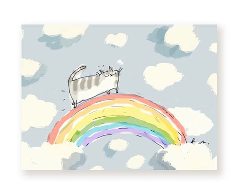 Rainbow Bridge Cat Card Cat Loss With Sympathy - Etsy