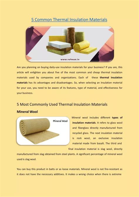 PPT - 5 Common Thermal Insulation Materials, Explain Types of ...