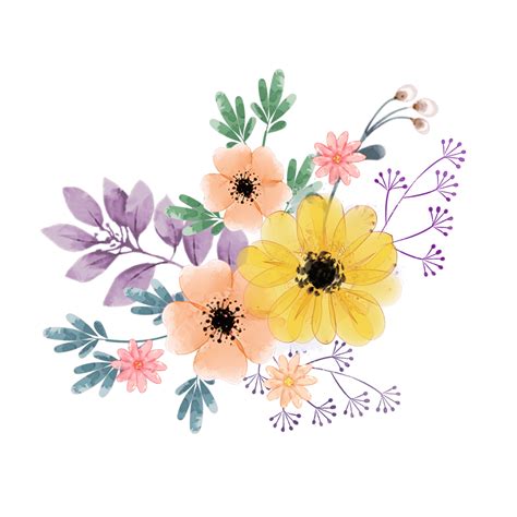 Wildflower Bouquet Hd Transparent, Watercolor Hand Painted Wildflower ...