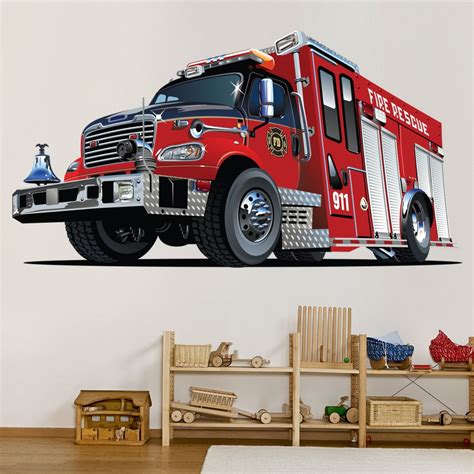 Red Fire Engine Truck Wall Sticker