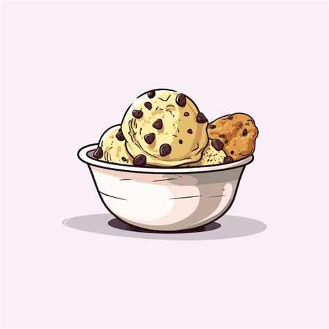 Premium Vector | Chocolate chip cookie dough ice cream clip art illustration