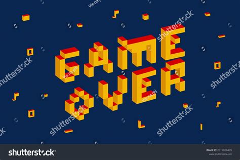 Game Over Pixel Art Isometric Typography Stock Vector (Royalty Free ...