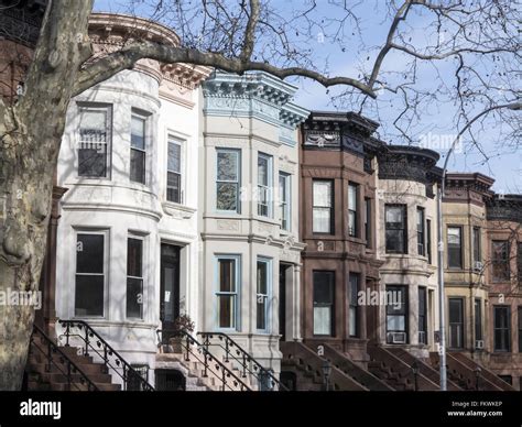 High stoop Brownstones in Park Slope Brooklyn Stock Photo - Alamy