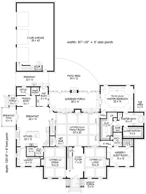 New-england-colonial House Plan - 6 Bedrooms, 4 Bath, 6858 Sq Ft Plan 87-242