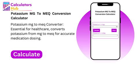 Potassium MG To MEQ Conversion Calculator Online - CalculatorsHub