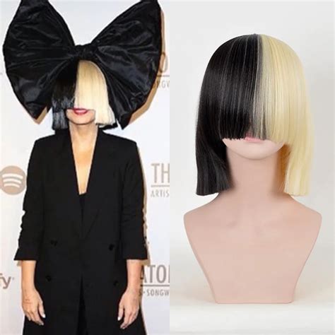 Sia Alive This Is Acting 34cm Half Black And Light Golden Short Costume Cosplay Natural Wigs ...